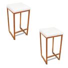 Banqueta Alta Para Cozinha Industrial Kit 2 Nick Bronze E SintéticoBranco D03 - D'rossi
