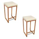 Banqueta Alta Para Cozinha Industrial Kit 2 Nick Bronze E SintéticoD03 - D'rossi Cor Branco