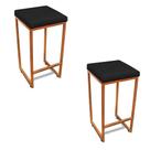 Banqueta Alta Para Cozinha Industrial Kit 2 Nick Bronze E SintéticoPreto D03 - D'rossi