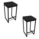 Banqueta Alta para Cozinha Industrial Kit 2 Nick Preto e Sintético D03 - D'Rossi
