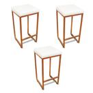 Banqueta Alta Para Cozinha Industrial Kit 3 Nick Bronze E SintéticoBranco D03 - D'rossi