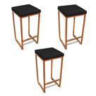 Banqueta Alta Para Cozinha Industrial Kit 3 Nick Bronze E SintéticoPreto D03 - D'rossi