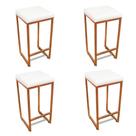 Banqueta Alta Para Cozinha Industrial Kit 4 Nick Bronze E Sintético Branco D03 - D'rossi