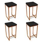 Banqueta Alta Para Cozinha Industrial Kit 4 Nick Bronze E SintéticoPreto D03 - D'rossi