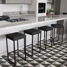 Banqueta Alta para Cozinha Industrial Kit 4 Nick Preto e Sintético Preto D03 - D'Rossi