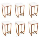 Banqueta Alta Para Cozinha Industrial Kit 6 Nick Bronze E Sintético Branco D03 - D'rossi