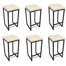 Banqueta Alta para Cozinha Industrial Kit 6 Nick Preto e Sintético Bege D03 - D'Rossi