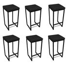 Banqueta Alta para Cozinha Industrial Kit 6 Nick Preto e Sintético Preto D03 - D'Rossi