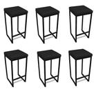 Banqueta Alta Para Cozinha Industrial Kit 6 Nick Preto E Sintético Preto D03 - D'rossi