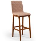Banqueta Alta Para Cozinha Sala de Jantar Fixa Zoe L02 Linho Rosê - Lyam Decor