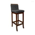 Banqueta Alta para Ilha de Cozinha Nice Madeira Castanho Matelassê Suede Cinza CCS Banqueta Alta para Ilha de Cozinha Nice Madeira Castanho Matelassê Suede Cinza CCS