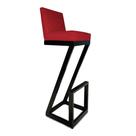 Banqueta Alta Z Base De Ferro Suede Vermelho - D'Classe Decor