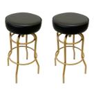 Banqueta Altura 65cm Bar Giratória cor Dourado fosco assento preto Kit 2 unidades