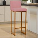 Banqueta Andy Moderna Ferro Preto Estofado Suede Rose