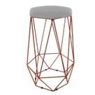 Banqueta Aramado Hexagonal Base Bronze Suede Cinza Banqueta Aramado Hexagonal Base Bronze Suede Cinza
