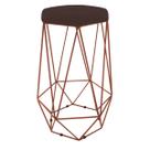 Banqueta Aramado Hexagonal Base Bronze Suede Marrom Escuro