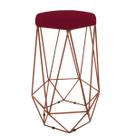 Banqueta Aramado Hexagonal Base Bronze Suede Marsala