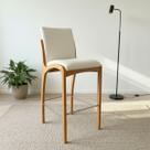 Banqueta Aura Alta Madeira Maciça E material sintético Branco Design Moderno Conforto Com Apoio Para Pés Mobília Decor