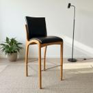 Banqueta Aura Alta Madeira Maciça E material sintético Preto Design Moderno Conforto Com Apoio Para Pés Mobília Decor