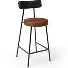 Banqueta Baixa Cozinha Sala Jantar Bancada Milão L02 material sintético Preto Marrom -LyamDecor