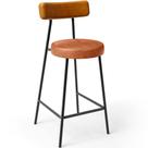 Banqueta Baixa Cozinha Sala Jantar Bancada Milão L02 material sintético Whisky Camel - Lyam Decor