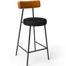 Banqueta Baixa Cozinha Sala Jantar Bancada Milão L02 material sintético Whisky Preto - Lyam Decor