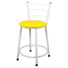 Banqueta Baixa Para Cozinha Branca Assento Amarelo