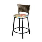 Banqueta Baixa Para Cozinha Ratan Cappuccino Preta Estofado Cerveja