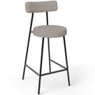 Banqueta Baixa Para Cozinha Sala De Jantar Bar Bancada Milão L02 Linho Bege - Lyam Decor
