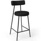 Banqueta Baixa Para Cozinha Sala De Jantar Bar Bancada Milão L02 Tecido Sintético Preto -LyamDecor