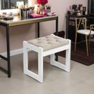 Banqueta baixa puff estofado mdf Luanda quarto luxo Fenix