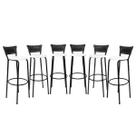 Banqueta Bancos 80cm Para Cozinha Gourmet Americana Cadeira Balcão Bar Junco Preto Kit 6 Itagold
