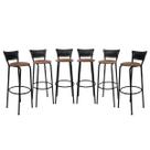 Banqueta Bancos 80cm Para Cozinha Gourmet Americana Cadeira Balcão Bar Junco Preto Kit 6 Itagold