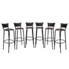 Banqueta Bancos 80cm Para Cozinha Gourmet Americana Cadeira Balcão Bar Junco Preto Kit 6 Itagold