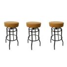 Banqueta Bar Altura 65cm Giratória cor Preta Assento cor Caramelo grosso Combo 3 Peças