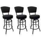 Banqueta Bar com Encosto Giratória Altura 65cm cor Preta Assento grosso Confortável linho preto Kit 3 Peças