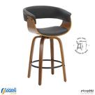Banqueta Betim Baixa 65cm até o Assento Base Madeira Giratória Preta e Marrom - Rivatti