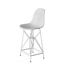Banqueta Bistrô Alta Eames Branca Base Ferro Branco