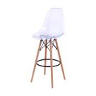 Banqueta Boxbit Dkr Eames Policarbonato Incolor Base Madeira Banqueta Boxbit Dkr Eames Policarbonato Incolor Base Madeira