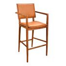 Banqueta Britney 55cm Madeira Maciça com Braço material sintético Caramelo - Sallar Home