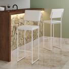 Banqueta com Encosto Industrial e Moderna Nina Branco e material sintético Branco