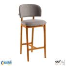 Banqueta Cora Tricô Cinza Base Madeira - Daf