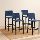 Banqueta Corda Nautica Azul Varada Sacada Sala Balcão Kit 4 Eletrostática