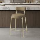 Banqueta Cozinha Alta com Encosto Industrial Champanhe Londres New Couro Flex D03 - D Rossi