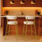 Banqueta Cozinha Alta Com Encosto Industrial Dourado Kit 2 Londres Pu D03 - D'rossi Branco Banqueta Cozinha Alta Com Encosto Industrial Dourado Kit 2 Londres Pu D03 - D'rossi Branco