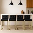 Banqueta Cozinha Alta com Encosto Industrial Kit 4 Champanhe Lirina PU Preto C05 - D Rossi Banqueta Cozinha Alta com Encosto Industrial Kit 4 Champanhe Lirina PU Preto C05 - D Rossi