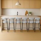 Banqueta Cozinha Alta Com Encosto Industrial Preto Kit 6 Londres Pu D03 - D'rossi Branco