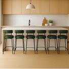 Banqueta Cozinha Alta Com Encosto Industrial Preto Kit 6 Londres Pu D03 - D'rossi Verde