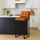 Banqueta Cozinha Alta com Encosto Industrial Preto Lirina PU Whisky C05 - D Rossi