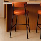 Banqueta Cozinha Alta Com Encosto Industrial Preto Londres Pu D03 - D'rossi Nozes